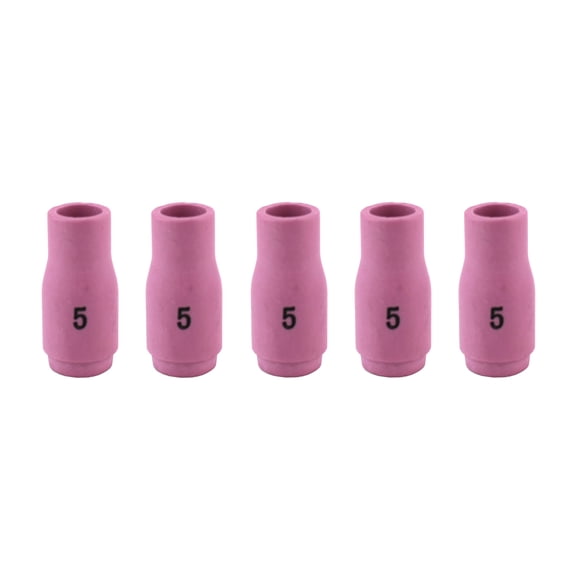Alumina Nozzle Cups for TIG Welding Torches Series 9/20/25 with Standard Set-Up and 17/18/26 with Stubby Set-Up - Model: 13N09 - #5 (5/16") - (5 PACK)