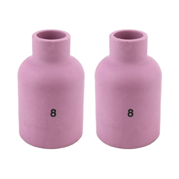 Alumina Nozzle Cups for TIG Welding Torches Series 9/20/25/17/18/26 with Large Diameter Gas Lens Set-Up - Model: 57N74 - #8 (1/2") - (2 PACK)