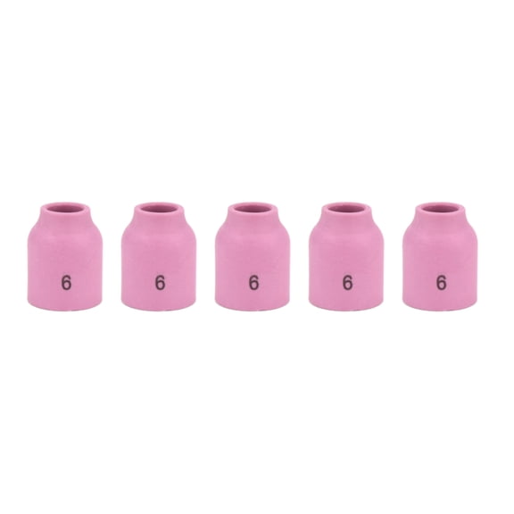 Alumina Nozzle Cups for TIG Welding Torches Series 9/20/25 with Gas Lens Set-Up - Model: 53N60 - #6 (3/8") - (5 PACK)
