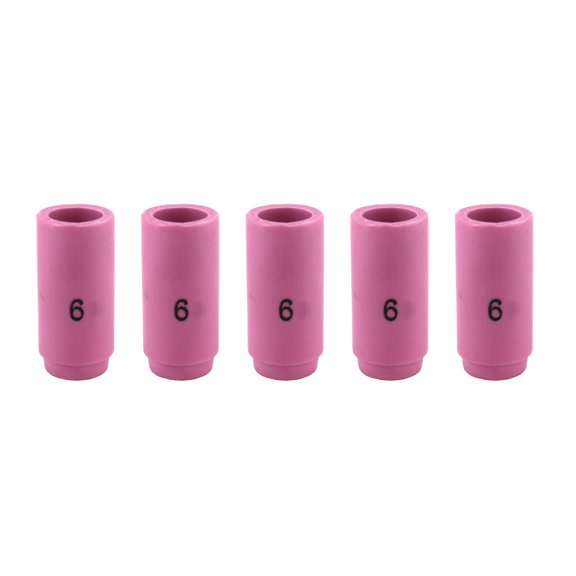 Alumina Nozzle Cups for TIG Welding Torches Series 9/20/25 with Standard Set-Up and 17/18/26 with Stubby Set-Up - Model: 13N10 - #6 (3/8") - (5 PACK)