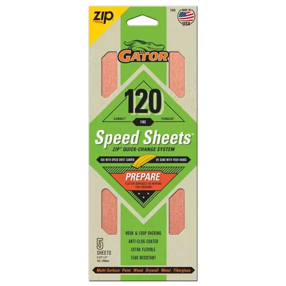 Aluminext Speed Sheets 3-2/3 In. X 9 In. 120 Grit Fine Hook And Loop Sand Paper