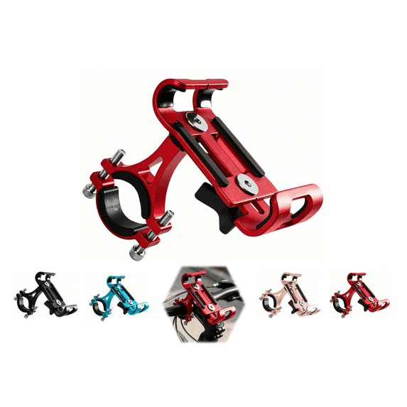 Universal Bike Phone Mount for Motorcycle - Aluminium Alloy 360 Degree Rotation Bike Motorcycle Handlebar Phone Holder Mount Fit 3.5" - 6.5" Cellphones(Bright Red)