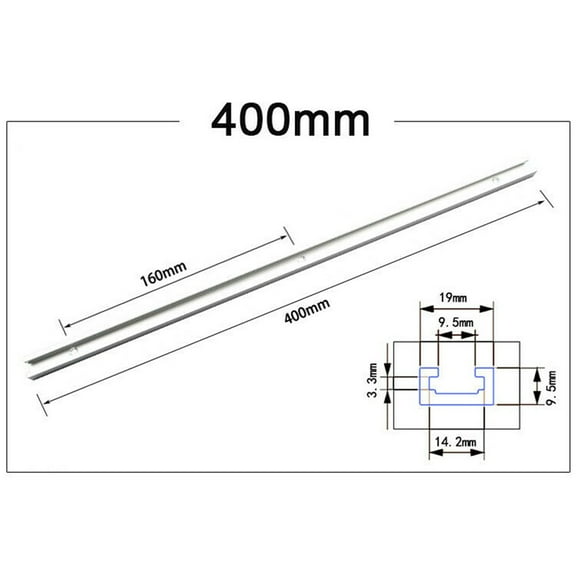 40cm T30 Track T-Slider Silver T Slot Track 40cm Jig Miter Gauge Guide Chute for Workbench Table Saw Router Table Tool