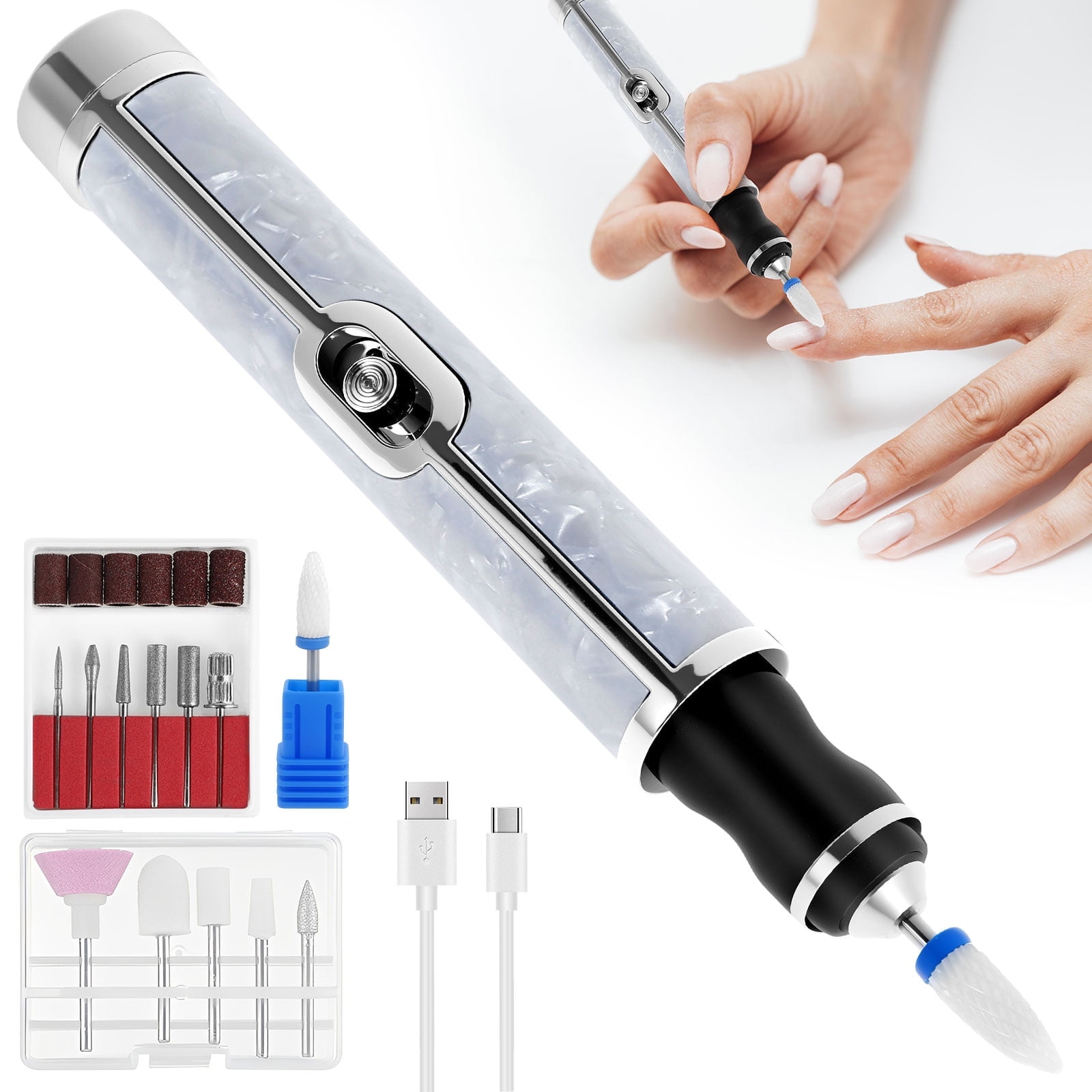 Image showcasing Aluminium Alloy Nail File Kit for Thick Toe Nails Rechargeable 4 Gears ...