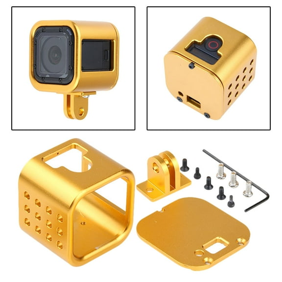 Aluminium Alloy Housing Case Protective Skeleton for 5/4 Session Action Camera(Aluminium Case) - Gold