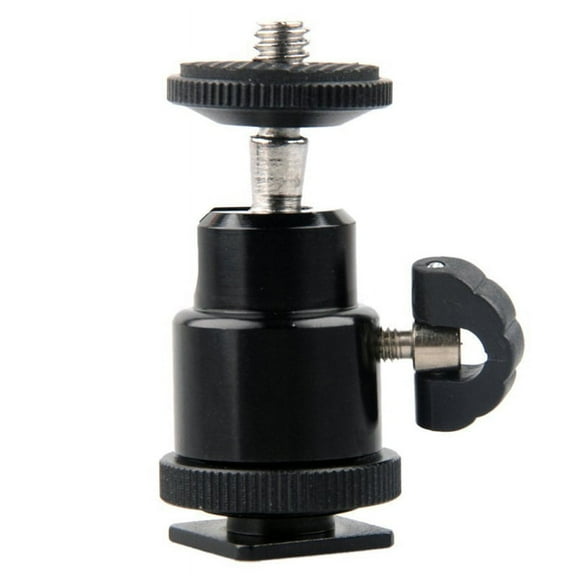 Aluminium Alloy Mini Ball 1/4" Mount with Flash Shoe for DSLR SLR DC Camera Mini DV Monitor etc