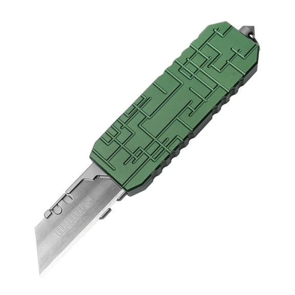 Aluminium Alloy Pocket Knife with Clip Small EDC Telescopic Retractable Box Cutter Flipper Precision Craft Knife Utility For Office Home Arts 10pcs Carbon Steel Blades (Green)