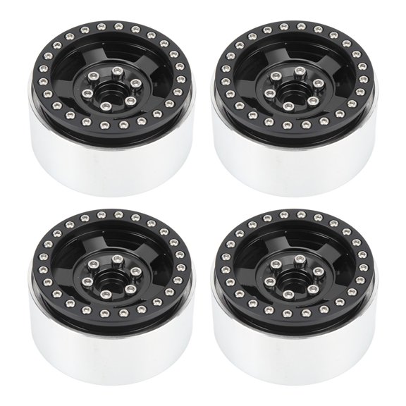 Aluminium Alloy RC Car Wheels - 4 Pack Replacement Rims for 1/10 Scale RC Cars, Black