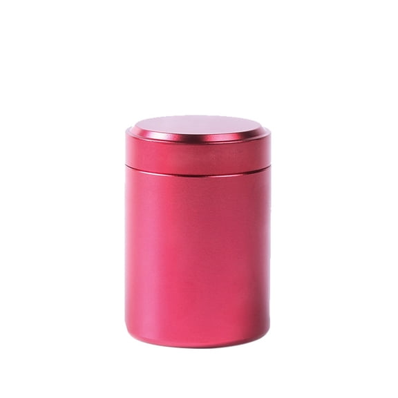 Aluminium Alloy Storage Jar Airtight Storage Canister Cylindrical Storage Container For Tea Coffee Spices Travel Home Kitchen(Red-One Size)