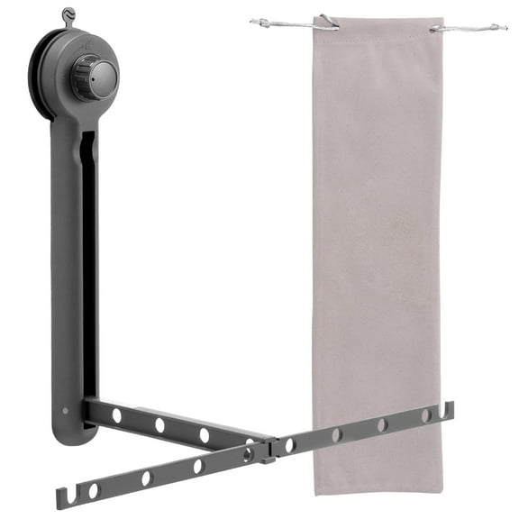 Aluminium Alloy Suction Cup Clothes Rack for Home Travel Wall Mounted Suction Cup Laundry Hanger 12 Holes Folding Clothes Drying Rack for RV Balcony Bathroom