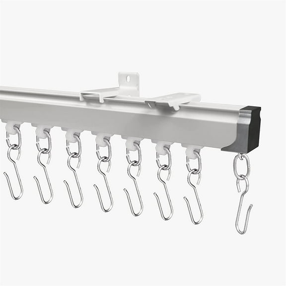 Aluminium Ceiling Track, 6.6ft Curtain Track, Room Divider, Curtain Rods, Curtain Track Ceiling Mount, Curtain Rail Set with Roller Hooks