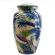Aluminium Cremation Urn for Human Ashes Adult - Handcrafted Funeral Memorial Ash Storage Urn - Affordable Urn - BAG INCLUDED Large - 200 Cubic Inches or lb, Fall Leaves-1