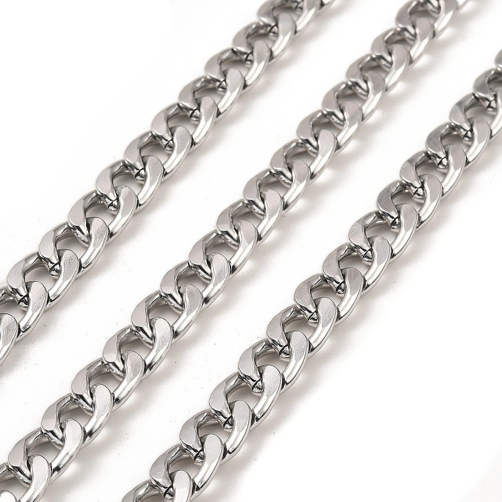 Aluminium Curb Chains Unwelded with Spool Platinum 11x7.5x2mm 32.81 ...