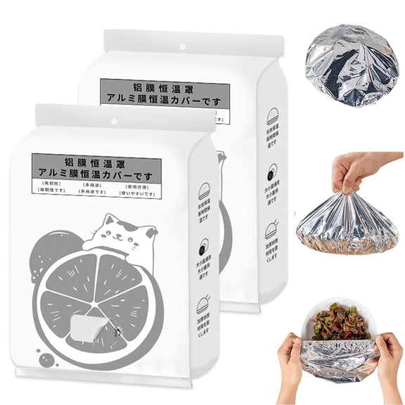 Aluminium Foil Food Insulation Cover,Reusable Aluminum Foil Heat Lid,Thickened Heat-Resistant Elastic Bowl Wrap Bag,Adjustable Foods Storage Covers for Any Plate or Bowl