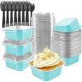 thumbnail image 1 of Aluminium Foil Square Brownie Baking Cups, Mini Loaf Pans With Lids Disposable Ramekins Baking Pan, Cupcake Container for Brownie Bread Cheesecake, 1 of 5