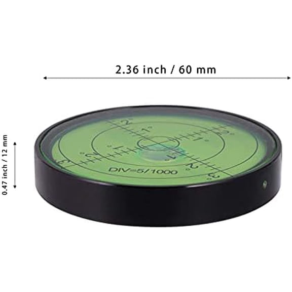 Aluminium High Precision Horizontal Leveler Bubble Level Tool Circle Round 2.4 Inch 60mm (Black,Green)