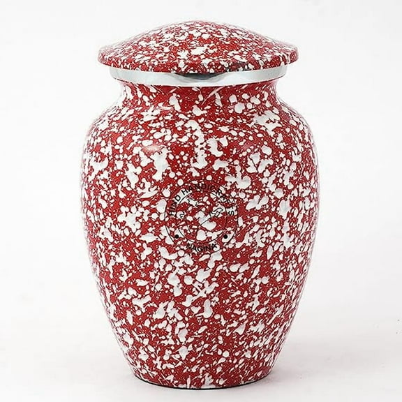 Aluminium Keepsake Urn for Human Ashes  Handcrafted Funeral Ash Storage Urn - Pet Memorial Urns for Dogs and Cats Ashes - Token - Bag Included (Red, 100 Cubic Inches)