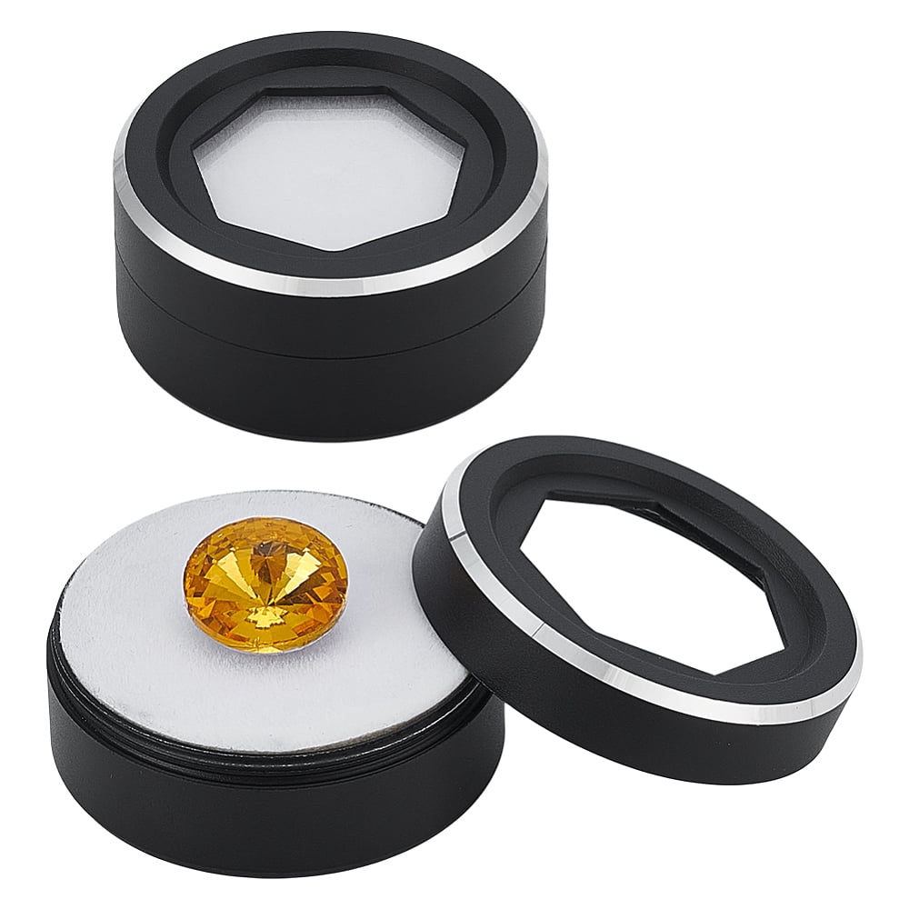 Aluminium Loose Diamond Storage Boxes with Hexagonal Glass Visible Lid ...