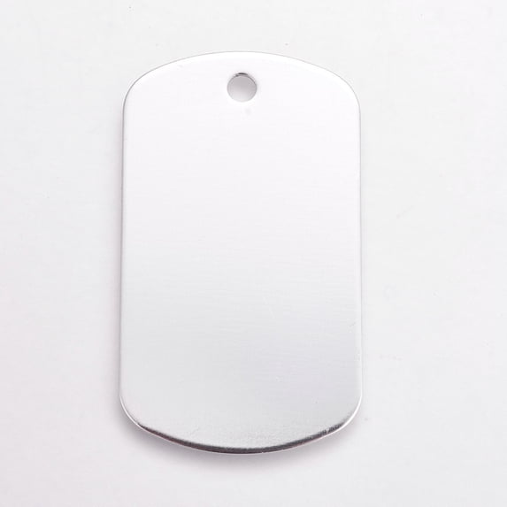 Aluminium Pendants Pet Tag Rectangle Silver Color Plated 50x29x1mm Hole ...