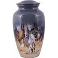 thumbnail image 1 of Aluminium Running Horse Cremation Urn for Human Ashes Adult - Handcrafted Funeral Memorial Urn for Ashes - Large Columbarium Urn - Bag Included (Grey, 200 Cubic Inches), 1 of 4