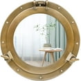 thumbnail image 1 of Aluminium Ships Porthole Mirror and Window – Nautical Round Wall Mirror with Durable Frame for Bathroom, Living Room, & Outdoor Use – Stylish Marine Décor (Golden, Mirror, 24 inch), 1 of 6