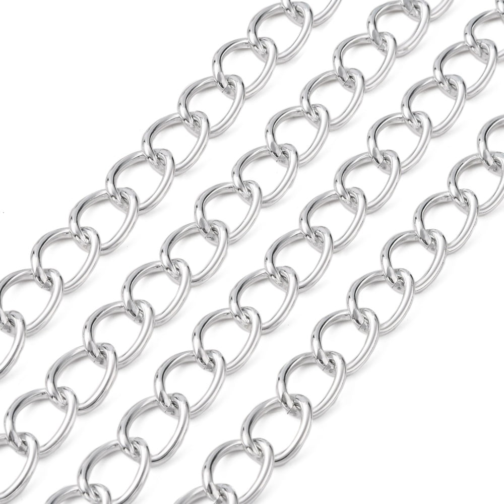 Aluminium Twisted Chains Curb Chains Unwelded Silver Color Plated aluminium-twisted-chains-curb-chains-unwelded-silver-color-plated