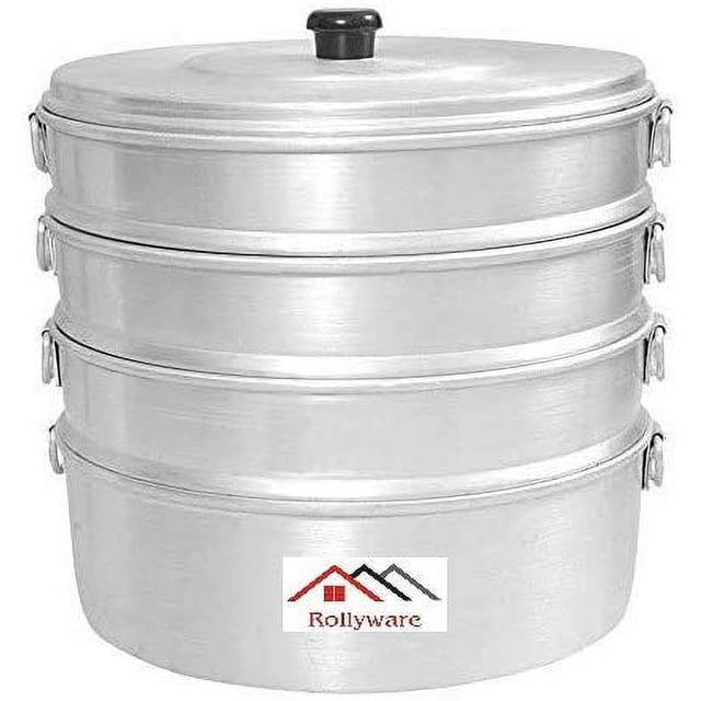 Tabakh Alluminio Momos Vapore Grande - 33 Cm, 7.75L - Pentola Vaporiera In Alluminio Pressofuso