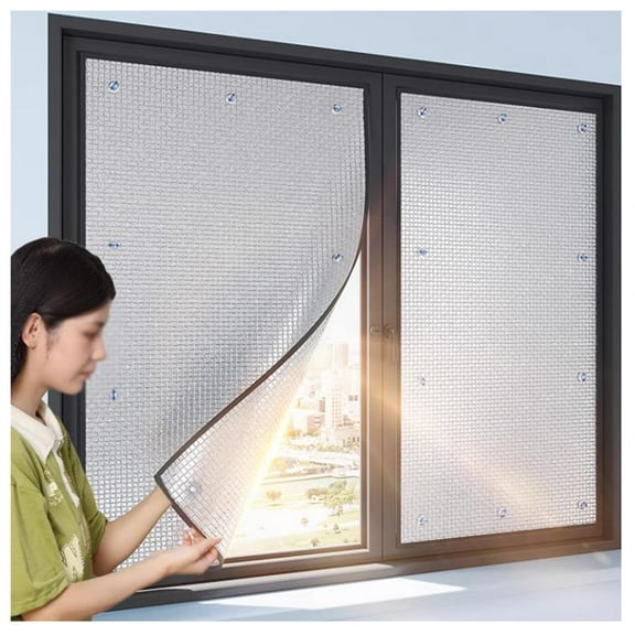 Aluminized Thermal Insulation Film, 8mm Thick Reflective Films, Anti-Peep Window Film, with Reusable Suction Cups for Window/Velux