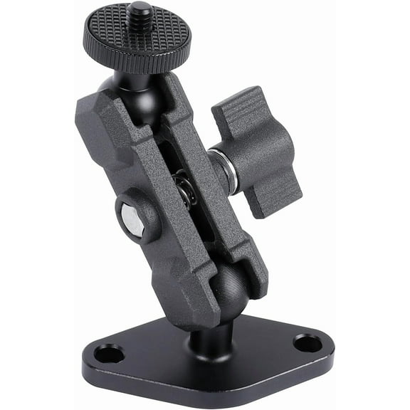 Aluminum 1/4"-20 Mount with Drill Plate Base for Monitors, CCTV Cameras, Camcorders, 360 Rotation Adjustable Camera Mount for Installation on Car Dashboard, Ceiling, and Walls