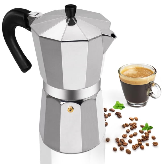 Aluminum 12 Cup 600ml Moka Pot Express Coffee Maker Stovetop Espresso Percolator Coffeemaker Italian Classic Style Brewing Greca Cafe Mocha Machine for Cafeteras Lover Camping Travel and Home Use 20o