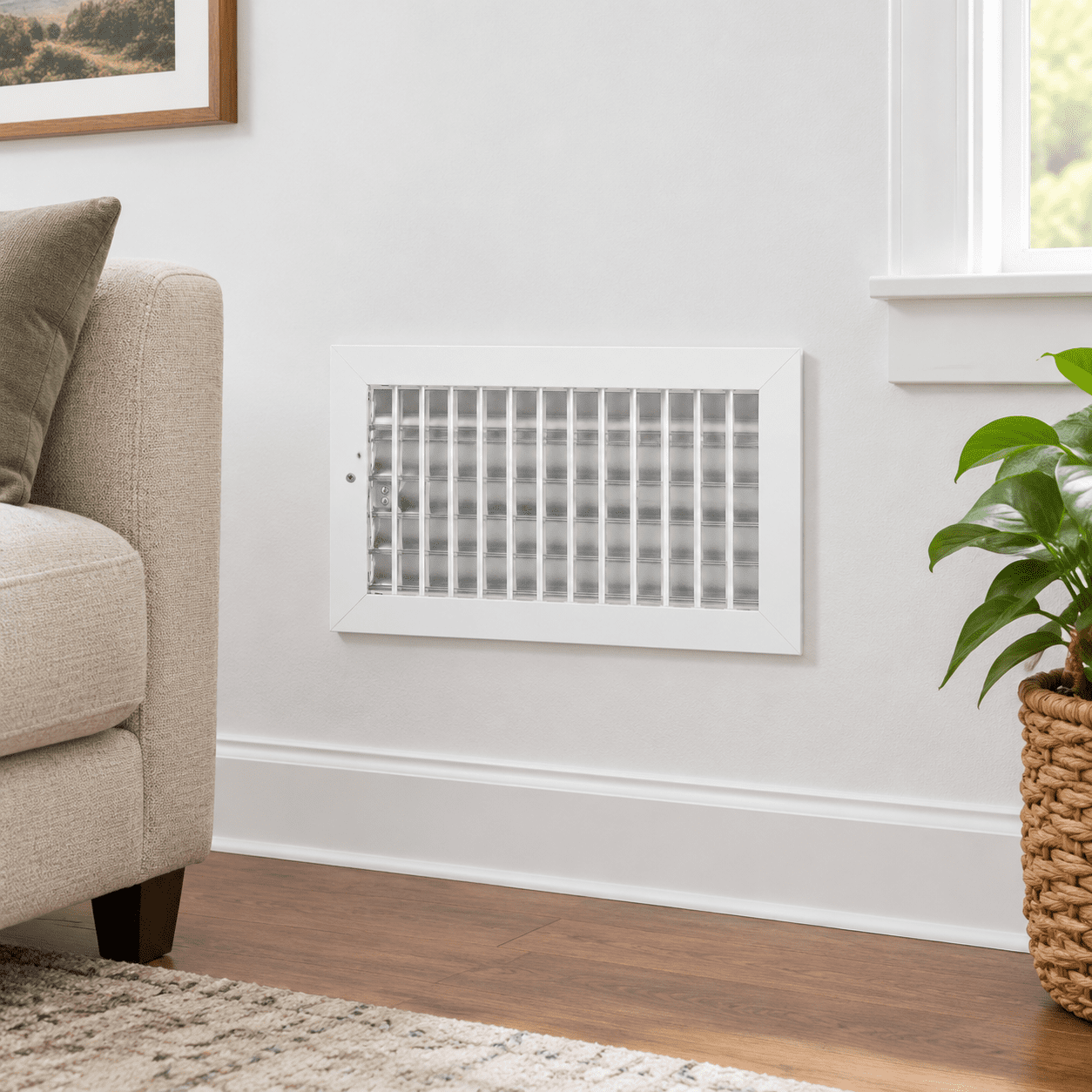 Aluminum 12 X 6 In (duct Opening) Heater Vent Deflector Wall Ac Grille ...