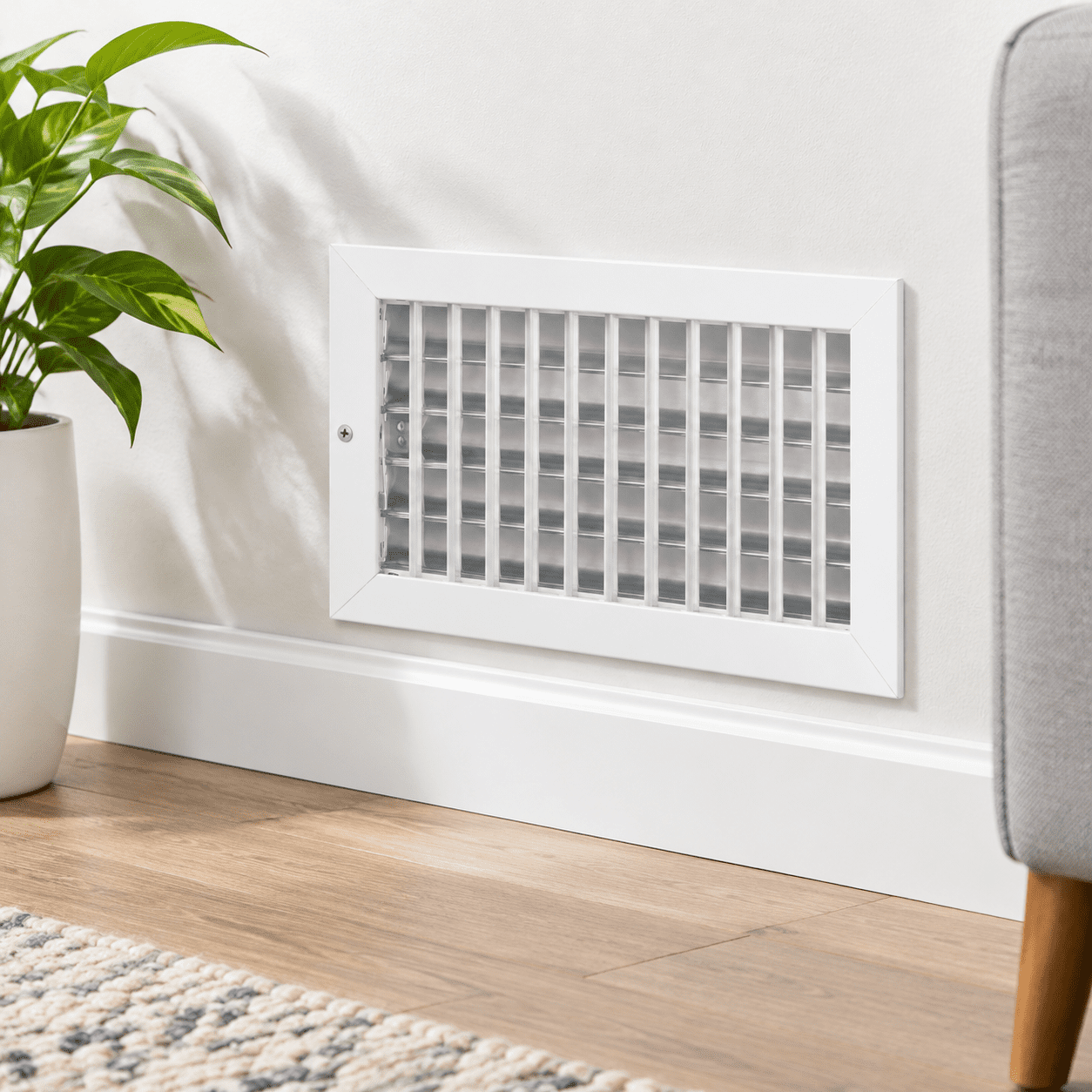Aluminum 12 X 6 In (duct Opening) Heater Vent Deflector Wall Ac Grille ...