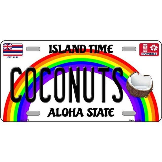 Aluminum (12 inch x 6 inch) Coconuts Novelty Art License Plate Metal