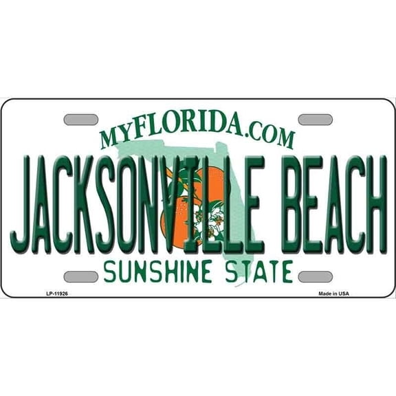Aluminum (12 inch x 6 inch) Florida Jacksonville Beach License Plate Metal Sign Plaque Car Truck Wall Home