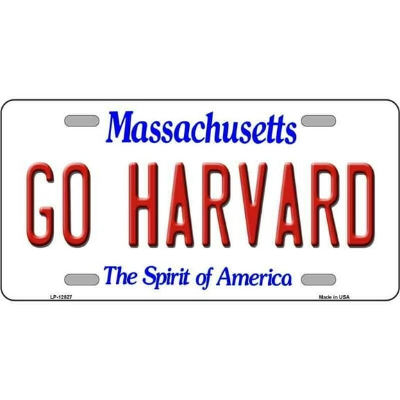 Aluminum (12 inch x 6 inch) Go Harvard License Plate Metal Sign Plaque Art Car Truck Wall Home Decor