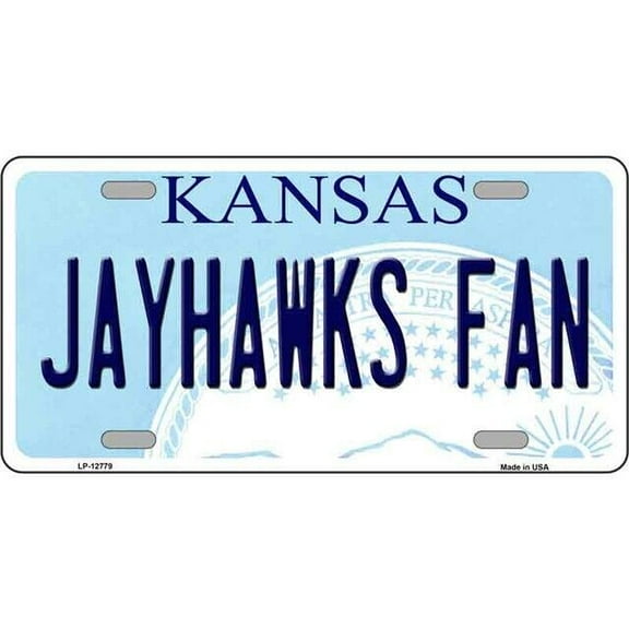 Aluminum (12 inch x 6 inch) Jayhawks Fan License Plate Metal Sign Plaque Art Car Truck Wall Home Decor