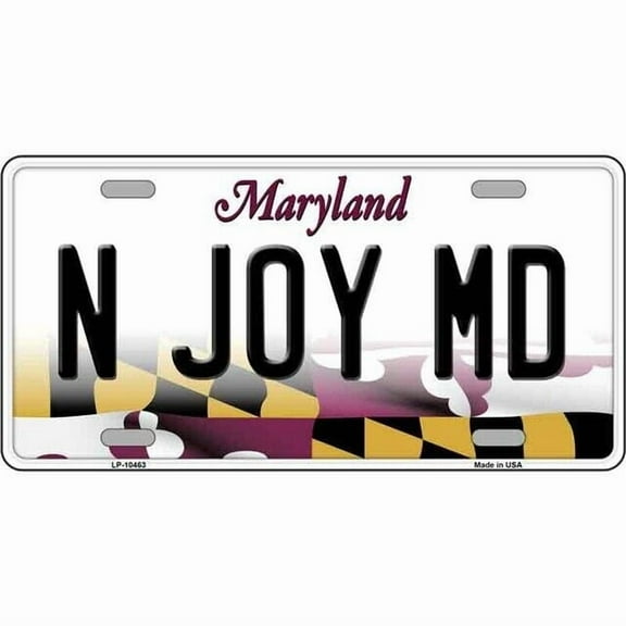 Aluminum (12 inch x 6 inch) N Joy MD Maryland License Plate Metal Sign Plaque Art Car Truck Wall Home Decor