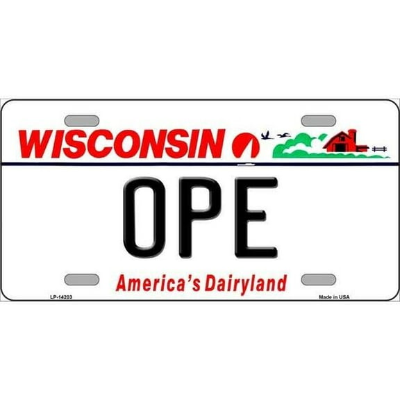 Aluminum (12 inch x 6 inch) Ope Wisconsin License Plate Metal Sign Plaque Art Car Truck Wall Home Decor