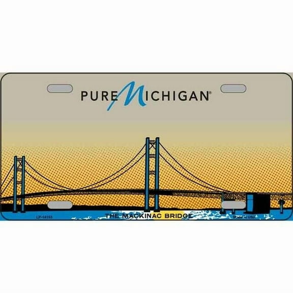 Aluminum (12 inch x 6 inch) Pure Michigan Mackinac Bridge License Plate Metal Sign Art Car Truck Wall Home