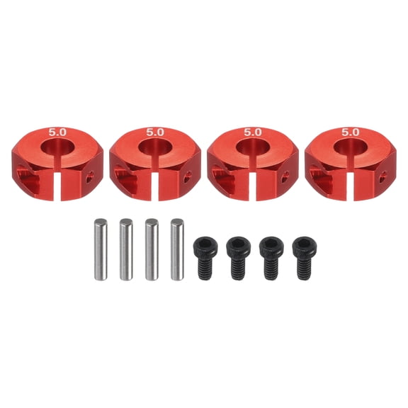 Aluminum 12mm Wheel Hex Hubs Drive Adapters Red 5mm Thickness for RC Car Upgrade Replacement Parts 4Pcs