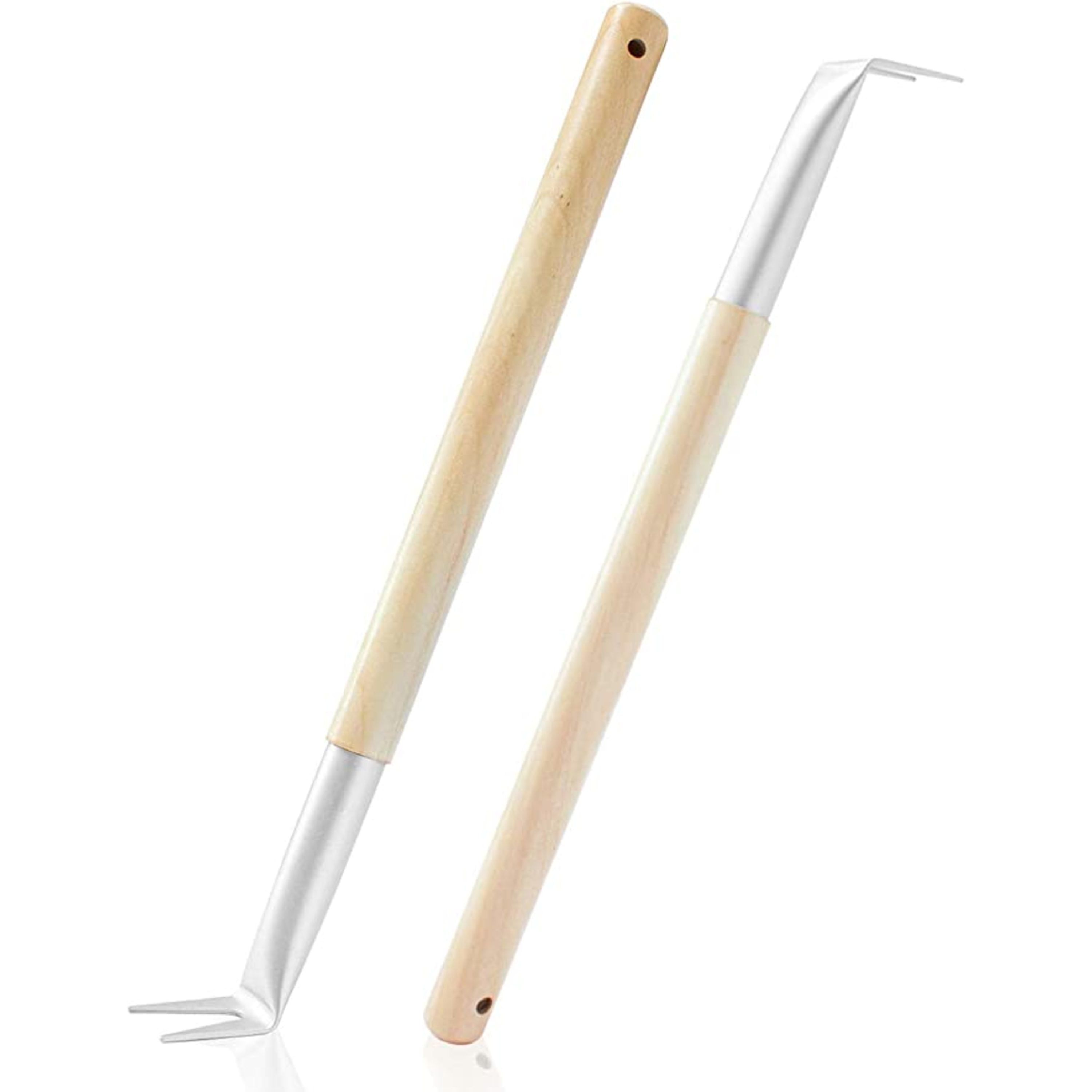 Aluminum 17.5 inch Pizza Spinner Turning Fork with Wooden Handle and