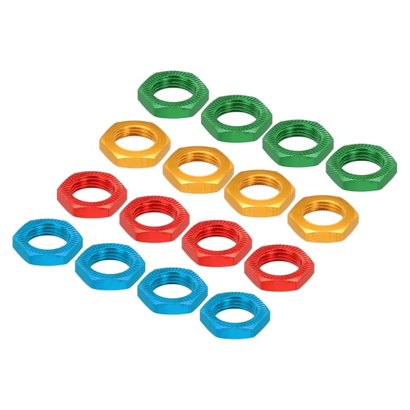 Aluminum 17mm Thread 1.0mm Hex Wheel Nuts for 1/8 RC Model Car Road Car Upgraded Parts 16PCS(Red/Gold/Blue/Green)