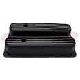 thumbnail image 1 of Aluminum 1987-97 Chevy 5.0 L 5.7 L Center Bolt Tall Valve Covers Polished Finned - Black, 1 of 1