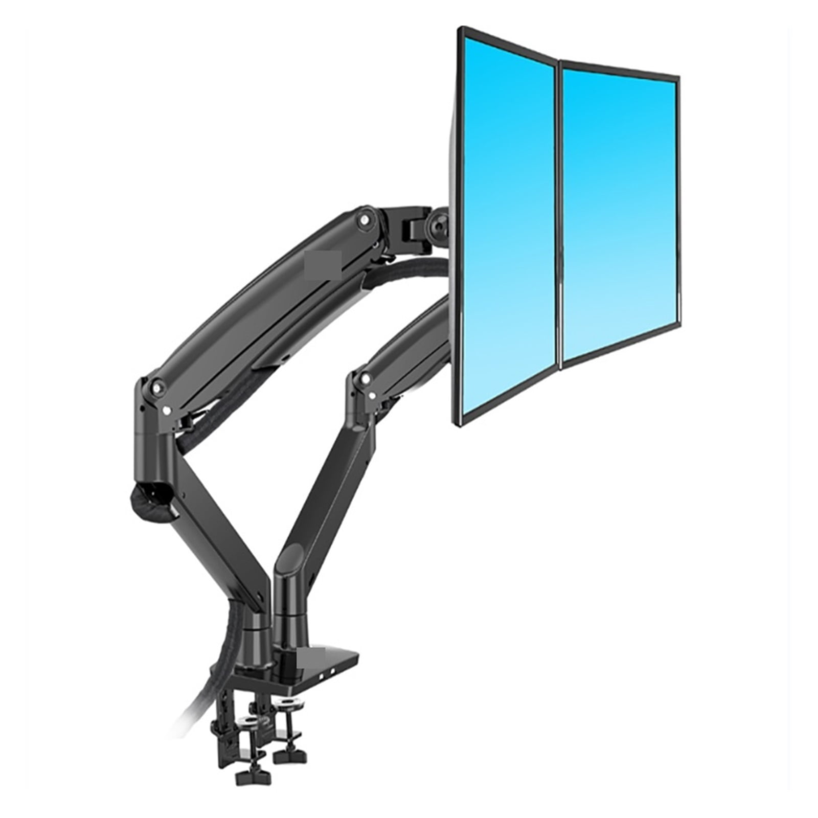 Aluminum 22-32 Inch Dual LCD LED Monitor Mount Gas Spring Arm Full Motion Monitor Holder Support Load 3-12kgs Each ,Easy Setup