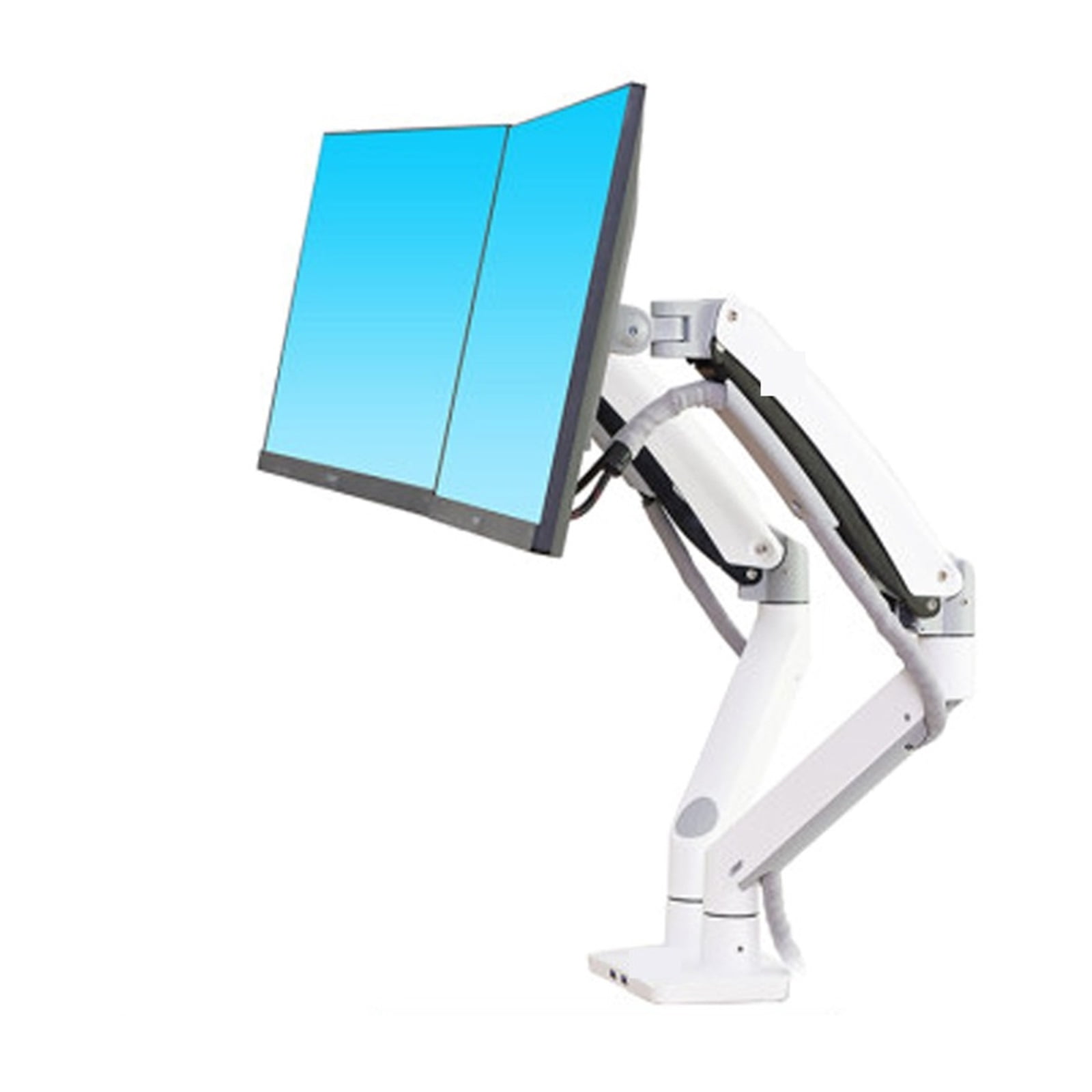 Aluminum 22-32 Inch Dual LCD LED Monitor Mount Gas Spring Arm Full Motion Monitor Holder Support Load 3-12kgs Each ,Easy Setup