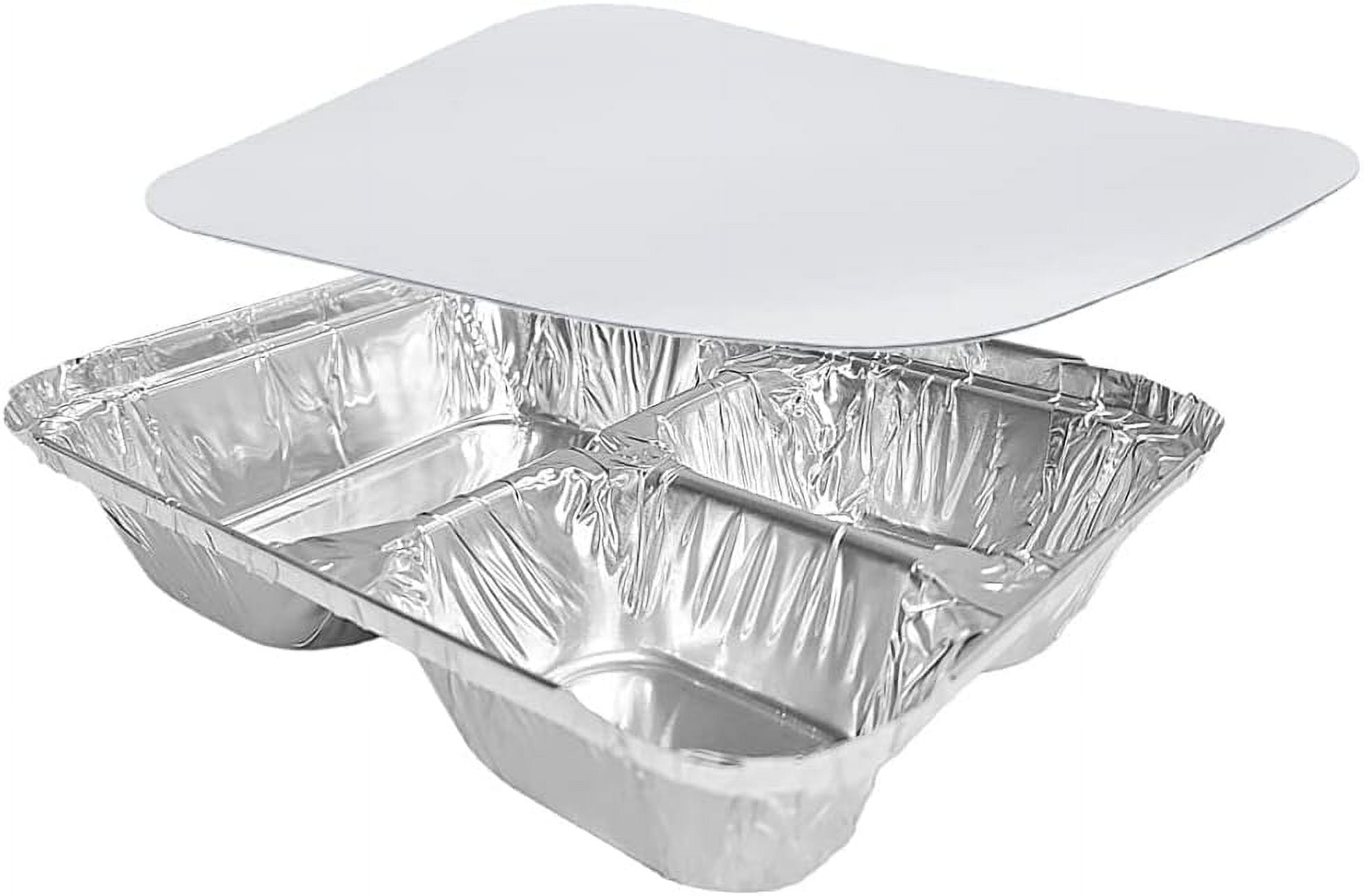 Aluminum TV Dinner Trays with Board Lid 8x6 Disposable Tin Pans for Baking, Meal