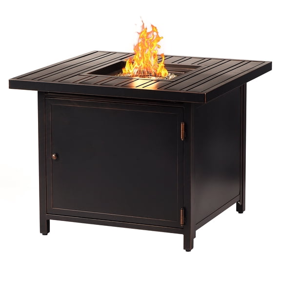 Aluminum 32-in Square Propane Fire Table with Beads, Covers and Lid