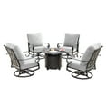 thumbnail image 1 of Aluminum 34-in Round Patio Fire Table Set with Swivel Rocking Chairs, 1 of 8