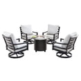 thumbnail image 1 of Aluminum 34-in Round Patio Fire Table Set with Swivel Rocking Chairs, 1 of 8