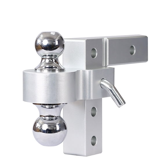 Aluminum 4 Levels Adjustable 6" Trailer Raise Drop W/ Tow Hook Double Ball Mount 2 Inch Standard Receiver Parts ,Easy to Install